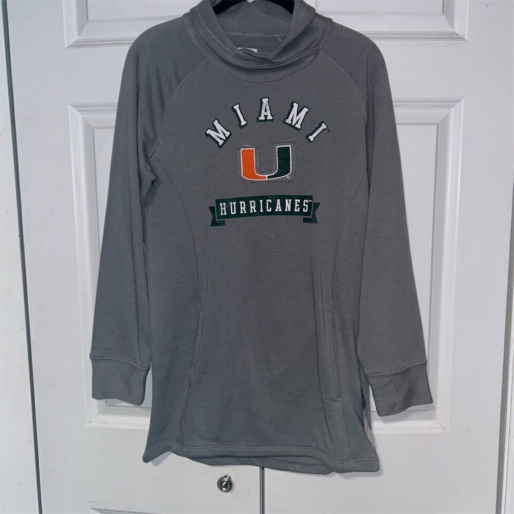 University of Miami Hurricanes Women's Gray Long Sleeve Pullover Hoodie M
